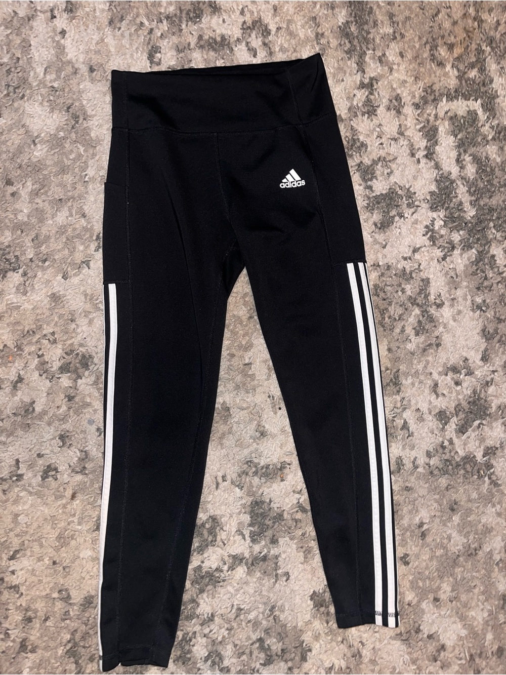 adidas aeroready Black Leggings with White Side Stripes